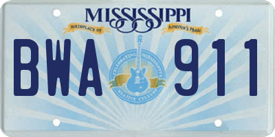 MS license plate BWA911