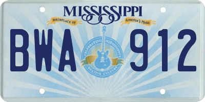 MS license plate BWA912