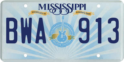 MS license plate BWA913