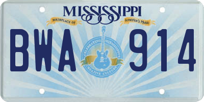 MS license plate BWA914