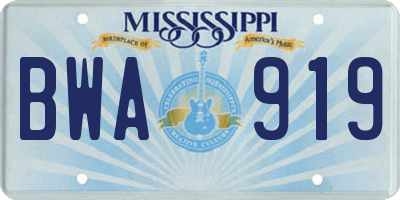 MS license plate BWA919