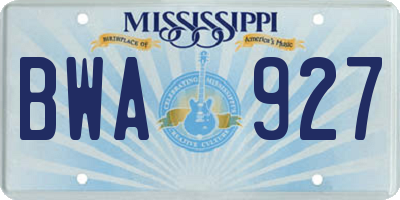 MS license plate BWA927