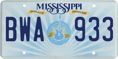 MS license plate BWA933
