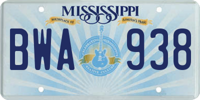MS license plate BWA938