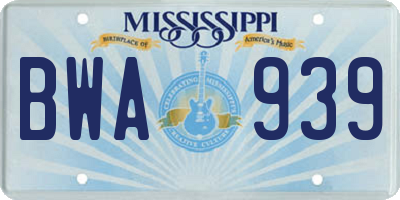 MS license plate BWA939