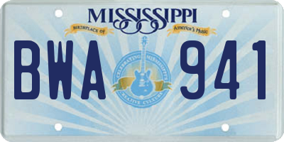 MS license plate BWA941