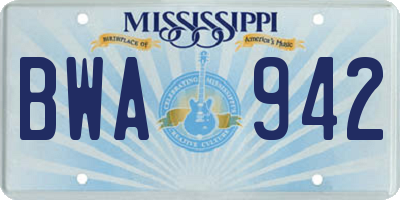 MS license plate BWA942