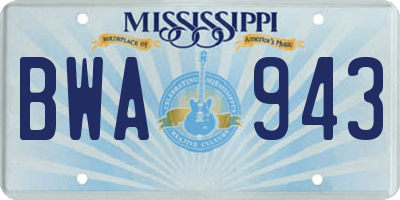 MS license plate BWA943