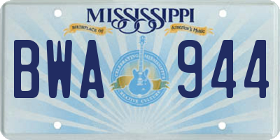 MS license plate BWA944