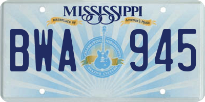 MS license plate BWA945
