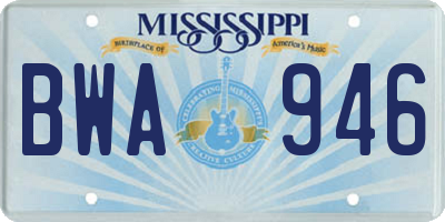 MS license plate BWA946
