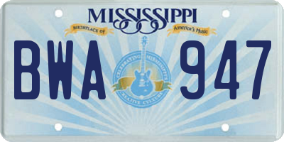 MS license plate BWA947