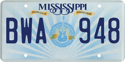 MS license plate BWA948