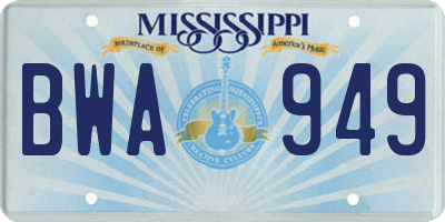 MS license plate BWA949