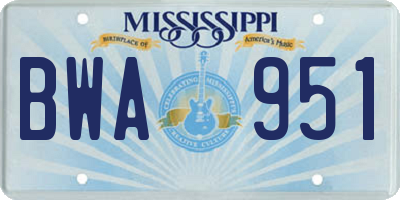 MS license plate BWA951