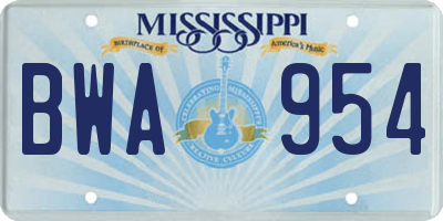 MS license plate BWA954