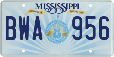 MS license plate BWA956