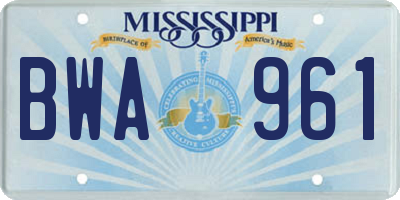 MS license plate BWA961