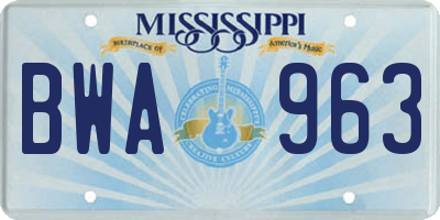 MS license plate BWA963
