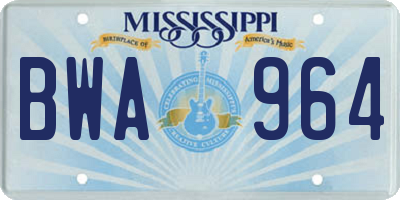 MS license plate BWA964
