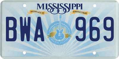 MS license plate BWA969