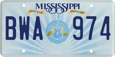 MS license plate BWA974