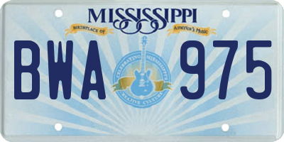 MS license plate BWA975