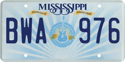 MS license plate BWA976