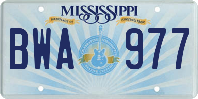 MS license plate BWA977