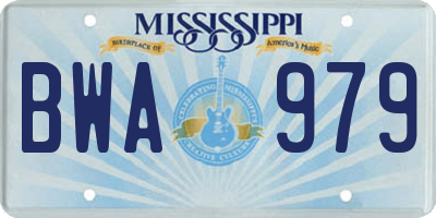 MS license plate BWA979