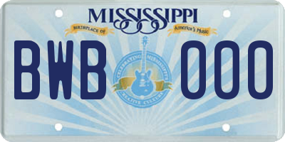 MS license plate BWB000