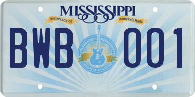 MS license plate BWB001