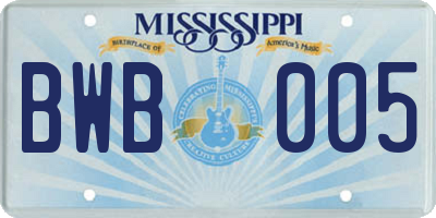 MS license plate BWB005
