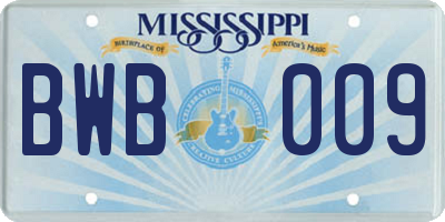 MS license plate BWB009