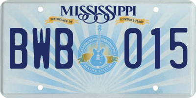 MS license plate BWB015