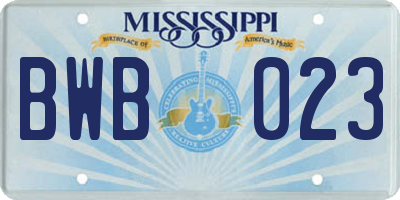 MS license plate BWB023