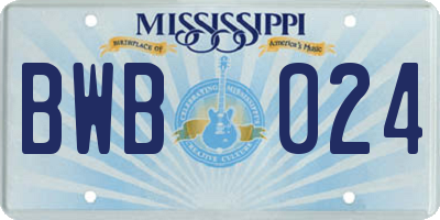 MS license plate BWB024