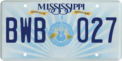 MS license plate BWB027