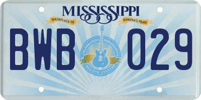 MS license plate BWB029