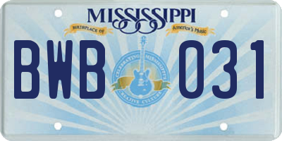 MS license plate BWB031