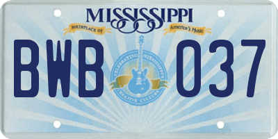 MS license plate BWB037