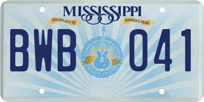MS license plate BWB041