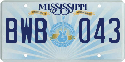 MS license plate BWB043