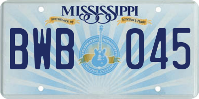 MS license plate BWB045