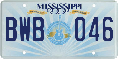 MS license plate BWB046
