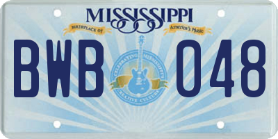 MS license plate BWB048