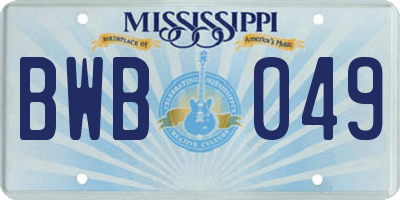 MS license plate BWB049