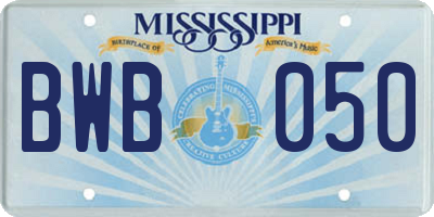 MS license plate BWB050