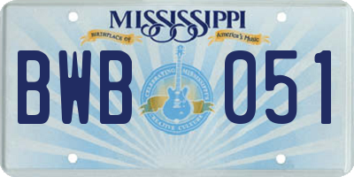 MS license plate BWB051