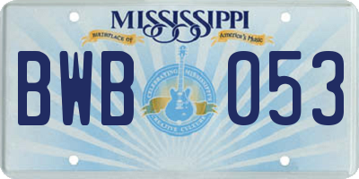 MS license plate BWB053
